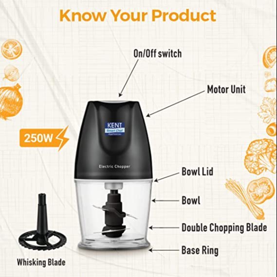 EverShopie Electric Chopper B for Kitchen 250 Watt Chop, Mince, Puree, Whisk, 400 ml Capacity